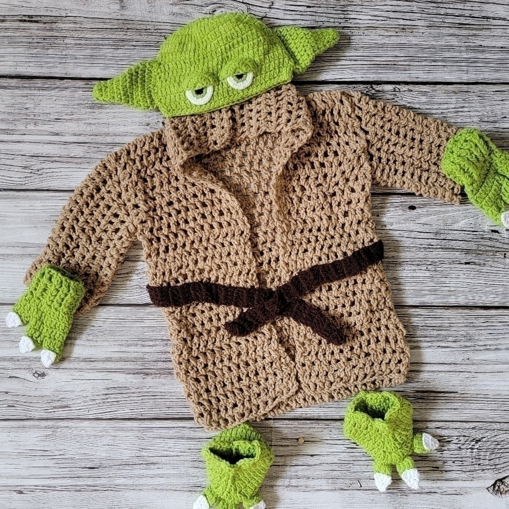 Baby Yoda Outfit Hand Crochet Baby Outfit Cake Smash First Birthday Halloween